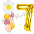 Parti Station Papatya Konsept 7 Yaş Balon Set Papatya Çiçek Bahar Konsept Doğum Günü Parti Balon Set