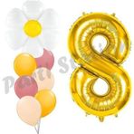Parti Station Papatya Konsept 8 Yaş Balon Set Papatya Çiçek Bahar Konsept Doğum Günü Parti Balon Set