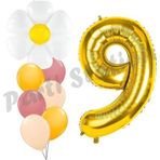 Parti Station Papatya Konsept 9 Yaş Balon Set Papatya Çiçek Bahar Konsept Doğum Günü Parti Balon Set