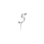 Parti Station Pasta Üstü Parlak Pleksi (5) Rakam Gümüş 7 Cm