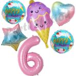 Parti Station Pastane Dondurma Konsept 6 Yaş Doğum Günü Balon Set İce Cream Şeker Tema Doğum Günü Balon
