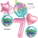 Parti Station Pastane Şeker Cupcake Konsept 7 Yaş Doğum Günü Balon Set İce Cream Tema Doğum Günü Balon