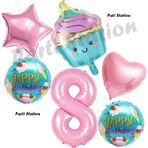 Parti Station Pastane Şeker Cupcake Konsept 8 Yaş Doğum Günü Balon Set İce Cream Tema Doğum Günü Balon
