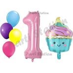 Parti Station Pastane Şeker Dondurma Cupcake Konsept 1 Yaş Doğum Günü Balon Set İce Cream Tema Doğum Günü Balon
