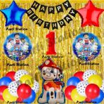 Parti Station Paw Patrol Balon Set 1 Yaş Paw Petrol Marshall Kırmızı Konsept Doğum Günü Parti Folyo Balon Seti