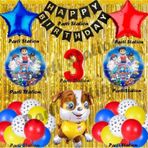 Parti Station Paw Patrol Balon Set 3 Yaş Paw Petrol Rubble Kırmızı Konsept Doğum Günü Parti Folyo Balon Seti