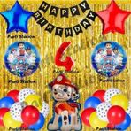 Parti Station Paw Patrol Balon Set 4 Yaş Paw Petrol Marshall Kırmızı Konsept Doğum Günü Parti Folyo Balon Seti