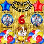 Parti Station Paw Patrol Balon Set 6 Yaş Paw Petrol Rubble Kırmızı Konsept Doğum Günü Parti Folyo Balon Seti
