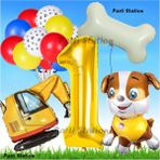 Parti Station Paw Patrol Rubble Dozer Araçlı Köpek Konsept 1 Yaş Doğum Günü Parti Balon Set Paw Patrol Kemik Balon - 001-Renkli