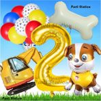 Parti Station Paw Patrol Rubble Dozer Araçlı Köpek Konsept 2 Yaş Doğum Günü Parti Balon Set Paw Patrol Kemik Balon - 001-Renkli