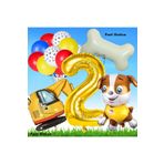 Parti Station Paw Patrol Rubble Dozer Araçlı Köpek Konsept 2 Yaş Doğum Günü Parti Balon Set Paw Patrol Kemik Balon