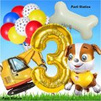 Parti Station Paw Patrol Rubble Dozer Araçlı Köpek Konsept 3 Yaş Doğum Günü Parti Balon Set Paw Patrol Kemik Balon - 001-Renkli