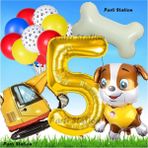 Parti Station Paw Patrol Rubble Dozer Araçlı Köpek Konsept 5 Yaş Doğum Günü Parti Balon Set Paw Patrol Kemik Balon - 001-Renkli