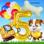 Parti Station Paw Patrol Rubble Dozer Araçlı Köpek Konsept 5 Yaş Doğum Günü Parti Balon Set Paw Patrol Kemik Balon
