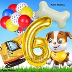 Parti Station Paw Patrol Rubble Dozer Araçlı Köpek Konsept 6 Yaş Doğum Günü Parti Balon Set Paw Patrol Kemik Balon
