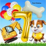 Parti Station Paw Patrol Rubble Dozer Araçlı Köpek Konsept 7 Yaş Doğum Günü Parti Balon Set Paw Patrol Kemik Balon - Altın