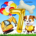 Parti Station Paw Patrol Rubble Dozer Araçlı Köpek Konsept 7 Yaş Doğum Günü Parti Balon Set Paw Patrol Kemik Balon