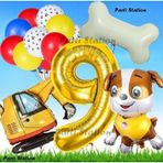Parti Station Paw Patrol Rubble Dozer Araçlı Köpek Konsept 9 Yaş Doğum Günü Parti Balon Set Paw Patrol Kemik Balon