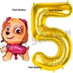 Parti Station Paw Patrol Skye 5 Yaş Balon Ve Gold Rakam Balon Doğum Günü Parti Set