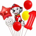 Parti Station Paw Petrol Pav Petrol Itfaiye Köpek Marshall 1 Yaş Balon Konsept Doğum Günü Set Yaş Balon Set