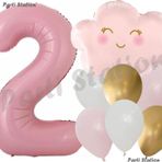 Parti Station Pembe Bulut Gökkuşağı 2 Yaş Balon Doğum Günü Parti Balon Set