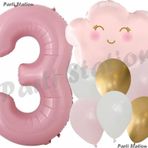 Parti Station Pembe Bulut Gökkuşağı 3 Yaş Balon Doğum Günü Parti Balon Set
