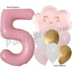 Parti Station Pembe Bulut Gökkuşağı 5 Yaş Balon Doğum Günü Parti Balon Set