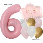 Parti Station Pembe Bulut Gökkuşağı 6 Yaş Balon Doğum Günü Parti Balon Set