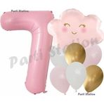 Parti Station Pembe Bulut Gökkuşağı 7 Yaş Balon Doğum Günü Parti Balon Set