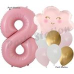 Parti Station Pembe Bulut Gökkuşağı 8 Yaş Balon Doğum Günü Parti Balon Set