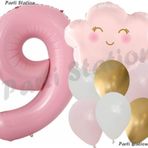 Parti Station Pembe Bulut Gökkuşağı 9 Yaş Balon Doğum Günü Parti Balon Set