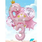 Parti Station Pembe Dinozor Konsept 3 Yaş Balon Set Sevimli Pembe Dinozor Doğum Günü Folyo Balon Set