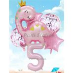 Parti Station Pembe Dinozor Konsept 5 Yaş Balon Set Sevimli Pembe Dinozor Doğum Günü Folyo Balon Set