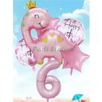 Parti Station Pembe Dinozor Konsept 6 Yaş Balon Set Sevimli Pembe Dinozor Doğum Günü Folyo Balon Set