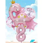 Parti Station Pembe Dinozor Konsept 8 Yaş Balon Set Sevimli Pembe Dinozor Doğum Günü Folyo Balon Set