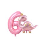 Parti Station Pembe Dinozor Temalı 6 Yaş Pembe Rakam Balon Seti Doğum Günü Dekorasyonu PSPNKDİNA