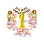 Parti Station Pembe Leopar 1 Yaş Jungle Balon Set PSPİNKLEOXXX