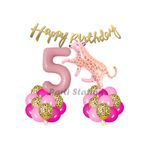 Parti Station Pembe Leopar 5 Yaş Balon Set Safari Leopar Doğum Günü Parti Balon Set Pembe Panter Jungle Balon Set