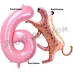 Parti Station Pembe Leopar 6 Yaş Balon Set Pembe Leopar Safari Konsept Doğum Günü Parti Balon Set