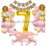 Parti Station Pembe Leopar 7 Yaş Balon Set Safari Leopar Doğum Günü Parti Balon Set Pembe Panter Jungle Balon Set