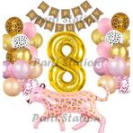 Parti Station Pembe Leopar 8 Yaş Balon Leopar Doğum Günü Parti Balon Set Jungle Balon Set