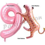 Parti Station Pembe Leopar 9 Yaş Balon Set Pembe Leopar Safari Konsept Doğum Günü Parti Balon Set