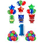 Parti Station Pijamaskeliler 1 Yaş Balon Seti Pjmasks Kedi Çocuk Baykuş Kız Kertenkele Çocuk Doğum Günü Seti