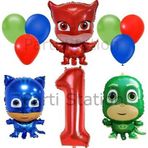 Parti Station Pijamaskeliler 1 Yaş Kırmızı Rakam Balon Set Pjmasks Konsept Balon Set Pijamaskeli Doğum Günü Set