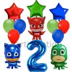 Parti Station Pijamaskeliler 2 Yaş Balon Seti Pjmasks Kedi Çocuk Baykuş Kız Kertenkele Çocuk Doğum Günü Seti