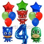 Parti Station Pijamaskeliler 4 Yaş Balon Seti Pjmasks Kedi Çocuk Baykuş Kız Kertenkele Çocuk Doğum Günü Seti