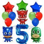 Parti Station Pijamaskeliler 5 Yaş Balon Seti Pjmasks Kedi Çocuk Baykuş Kız Kertenkele Çocuk Doğum Günü Seti