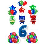 Parti Station Pijamaskeliler 6 Yaş Balon Seti Pjmasks Kedi Çocuk Baykuş Kız Kertenkele Çocuk Doğum Günü Seti