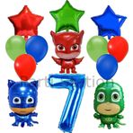 Parti Station Pijamaskeliler 7 Yaş Balon Seti Pjmasks Kedi Çocuk Baykuş Kız Kertenkele Çocuk Doğum Günü Seti