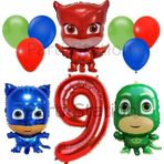 Parti Station Pijamaskeliler 9 Yaş Kırmızı Rakam Balon Set Pjmasks Konsept Balon Set Pijamaskeli Doğum Günü Set